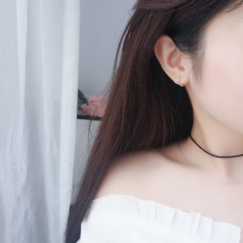 Trustdavis серьги кольца из настоящего серебра 925 пробы Бамбуковые клипсы на S925