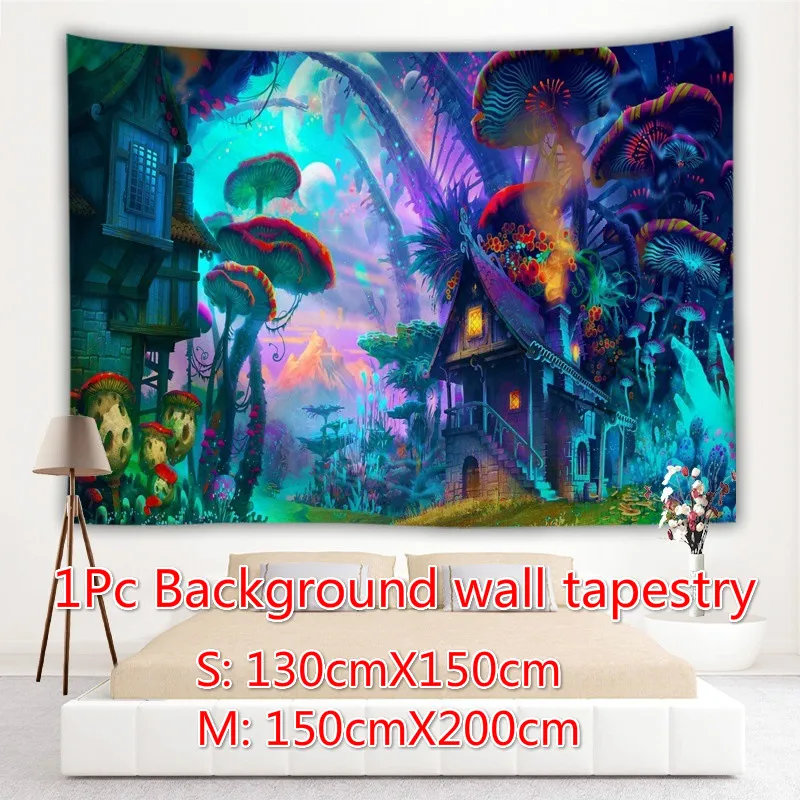 Гобелен настенный мистический гриб узор Хиппи Мандала богемный этнический