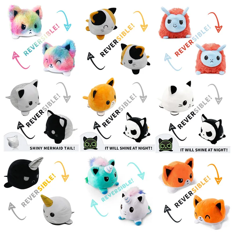 Милые куклы разных стилей двусторонняя кошка плюшевые игрушки для детей