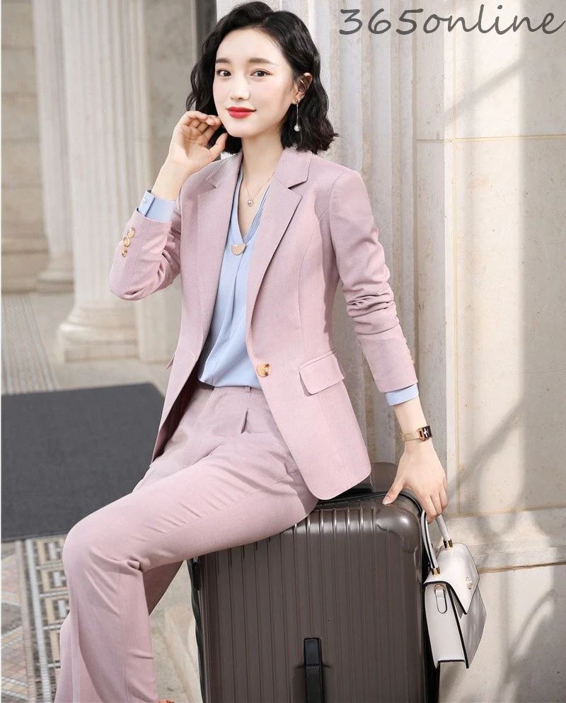 Женский Деловой брючный костюм деловой пиджак и брюки в офисном стиле Осень