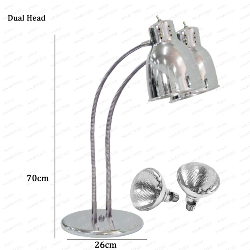 

Dual Head Food Warming Heat Lamps Ajustable Height Food Warmer Light With Two Bulbs