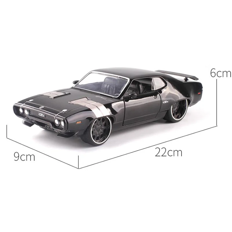 Модель гоночного автомобиля DOM'S PLYMOUTH GTX из металлического сплава 22 см масштаб 1:24