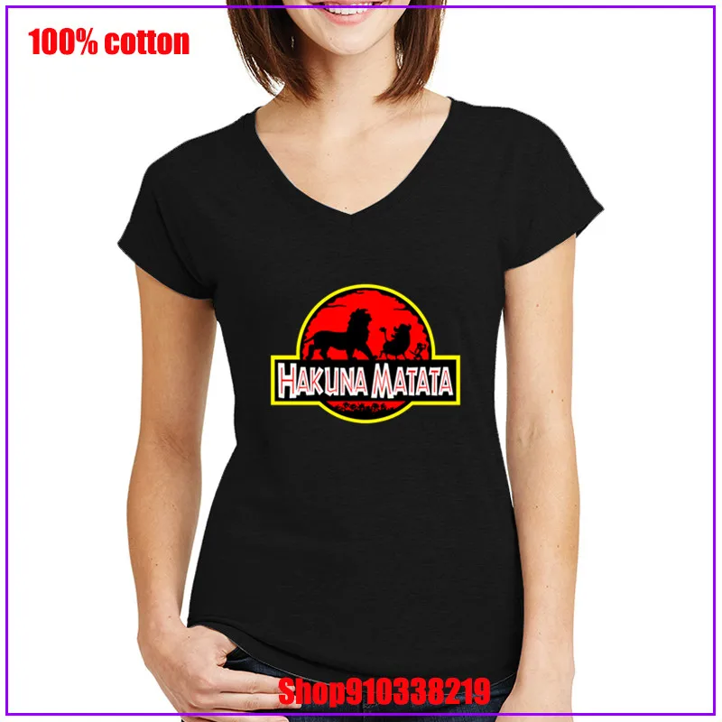 Latest design Hakuna Matata The Lion King Simba Pumbaa and Timon Jurassic park Design camisetas mujer Personalized Short Sleeves | Женская