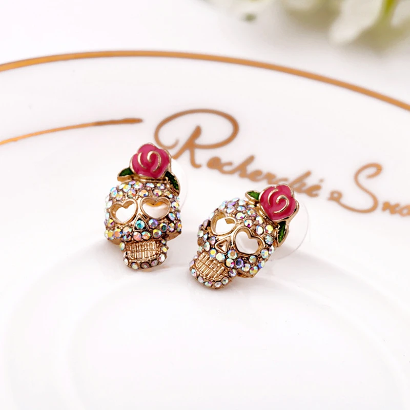 ER420 европейской и американской моды торговля Ювелирные Розы Цветочный череп