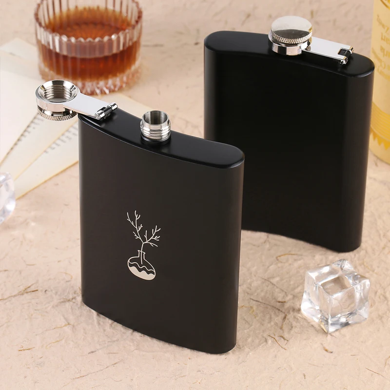 8 унций анимация английский черный матовый металл нержавеющая сталь фляга