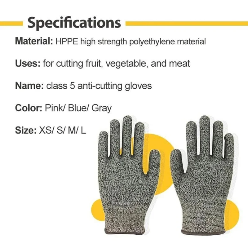 

Cut Resistant Gloves 1 Pair Kitchen Work Anti-cutting Wear-resistant Safety Gloves K2