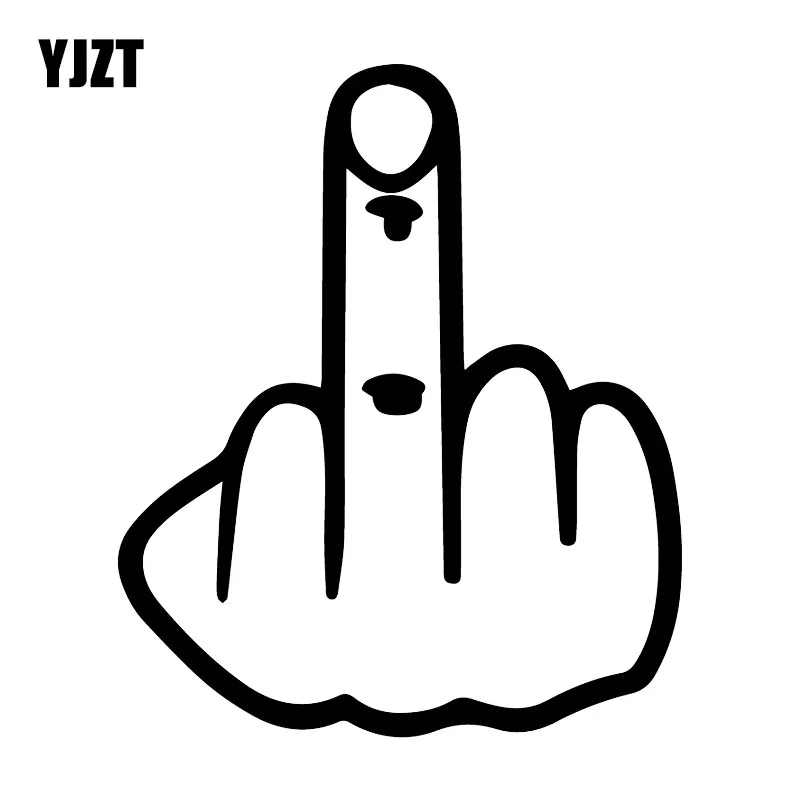 

YJZT 14X16.7CM Erect Middle Finger Car Trunk Bumper Decoration Stickers Decals C25-0760