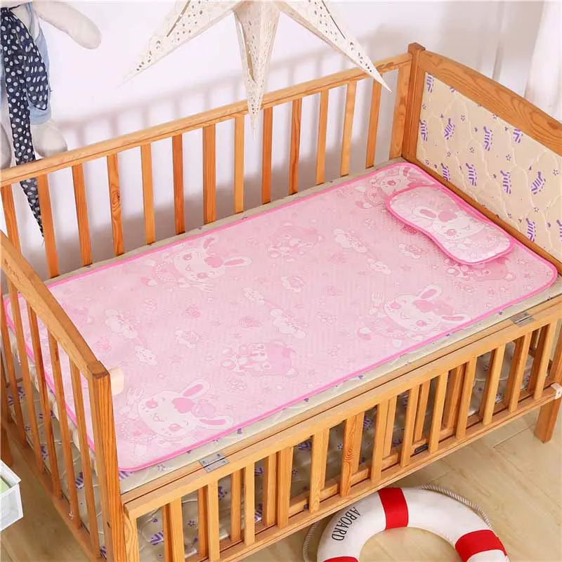 mat with pillow Летний детский матрас для пеленания 120*60 см детский охлаждающий коврик с подушкой для новорожденного ледяного шелка комплект детского постельного белья - Цвет: mat with pillow