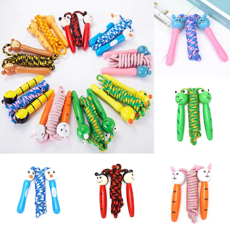 

2M 10Colors Kids Jump Ropes Wood Handle Sport Bodybuilding Fitness Lovely Cartoon Skipping Ropes
