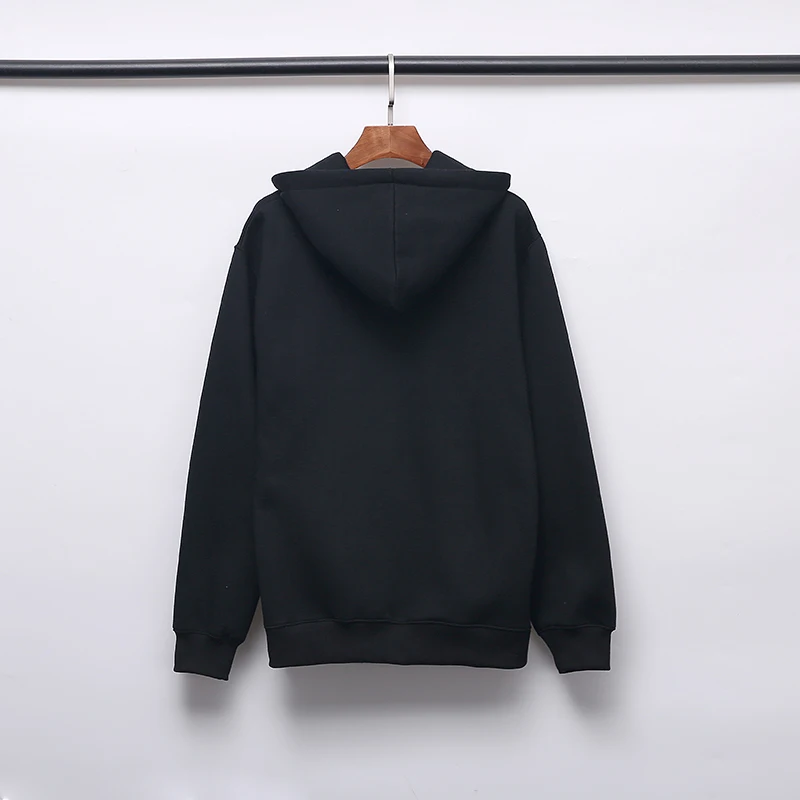 

classic printed cotton plus fleece hoodie black white gray army green M~XXL
