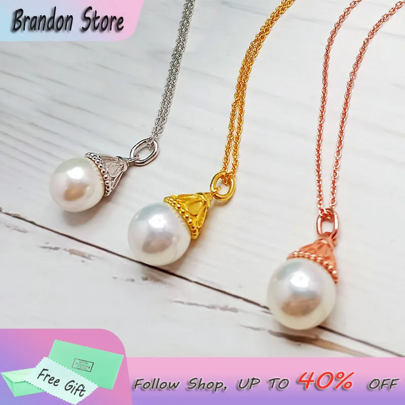 

New S925 Sterling Silver Necklace Fashion Tif Bulb Pearl Necklace Lady Clavicle Chain Atmospheric Luxury Exquisite Jewelry Gift
