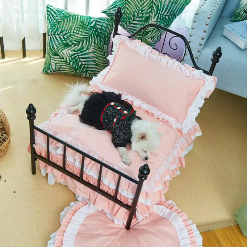 Сетчатая красная железная кровать большая для собаки кошки съемная и моющаяся