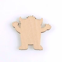 cartoon monster shape mascot laser cut christmas decorations silhouette blank unpainted 25 pieces wooden shape 1395