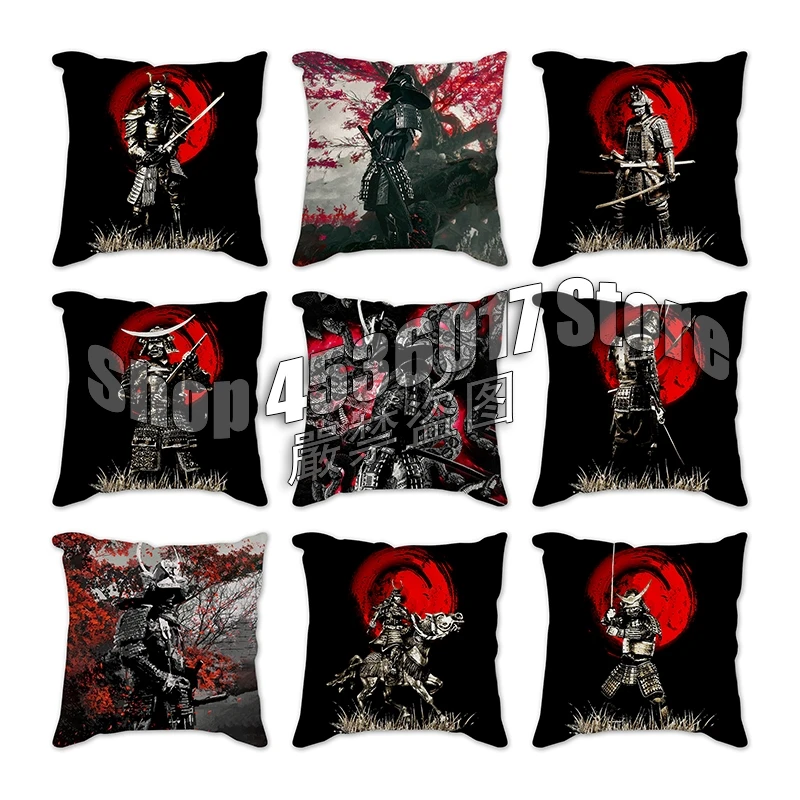 

Подарок для японской подушки с принтом самурая, чехол для спальни, декоративные подушки, декоративные подушки