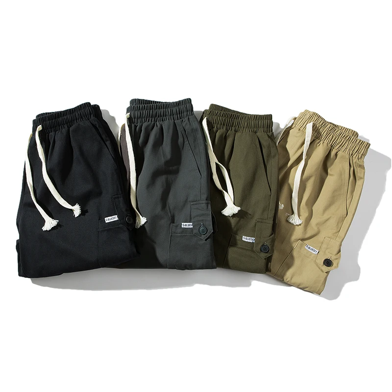 

Men's Shorts 2021 Summer Casual Cotton Fashion Boardshort Solid Color Classic Cargo Drawstring Shorts Men Thin Beach Shorts