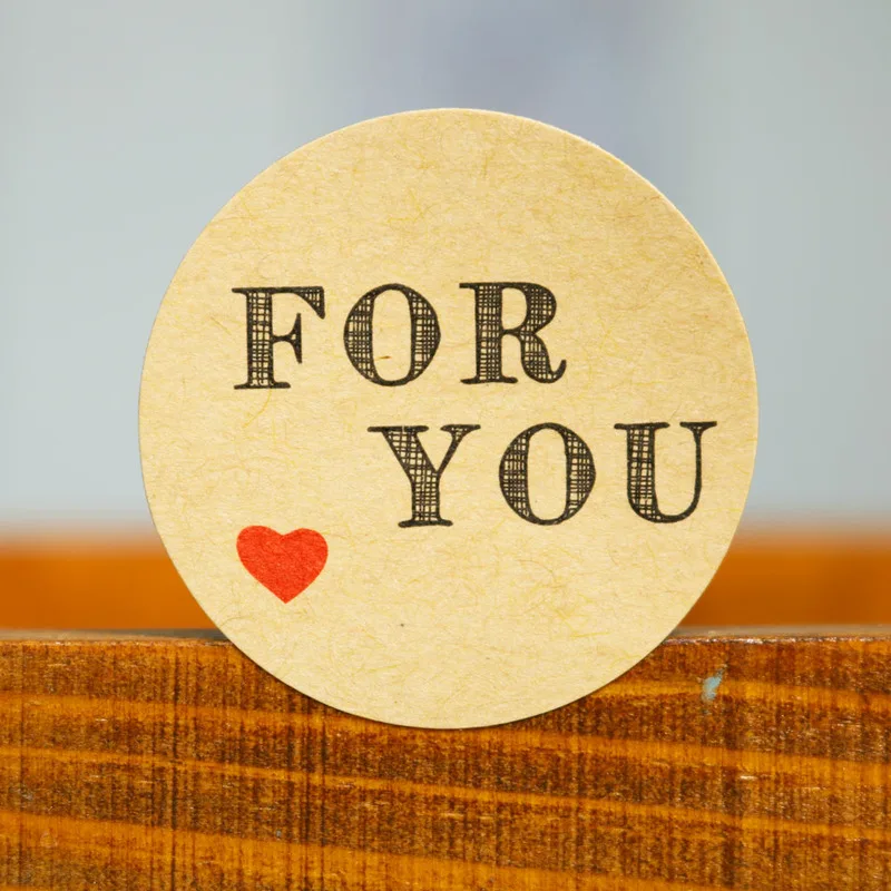 102 шт. Винтаж крафт Бумага круглые наклейки с красными сердечками для вас выпечки