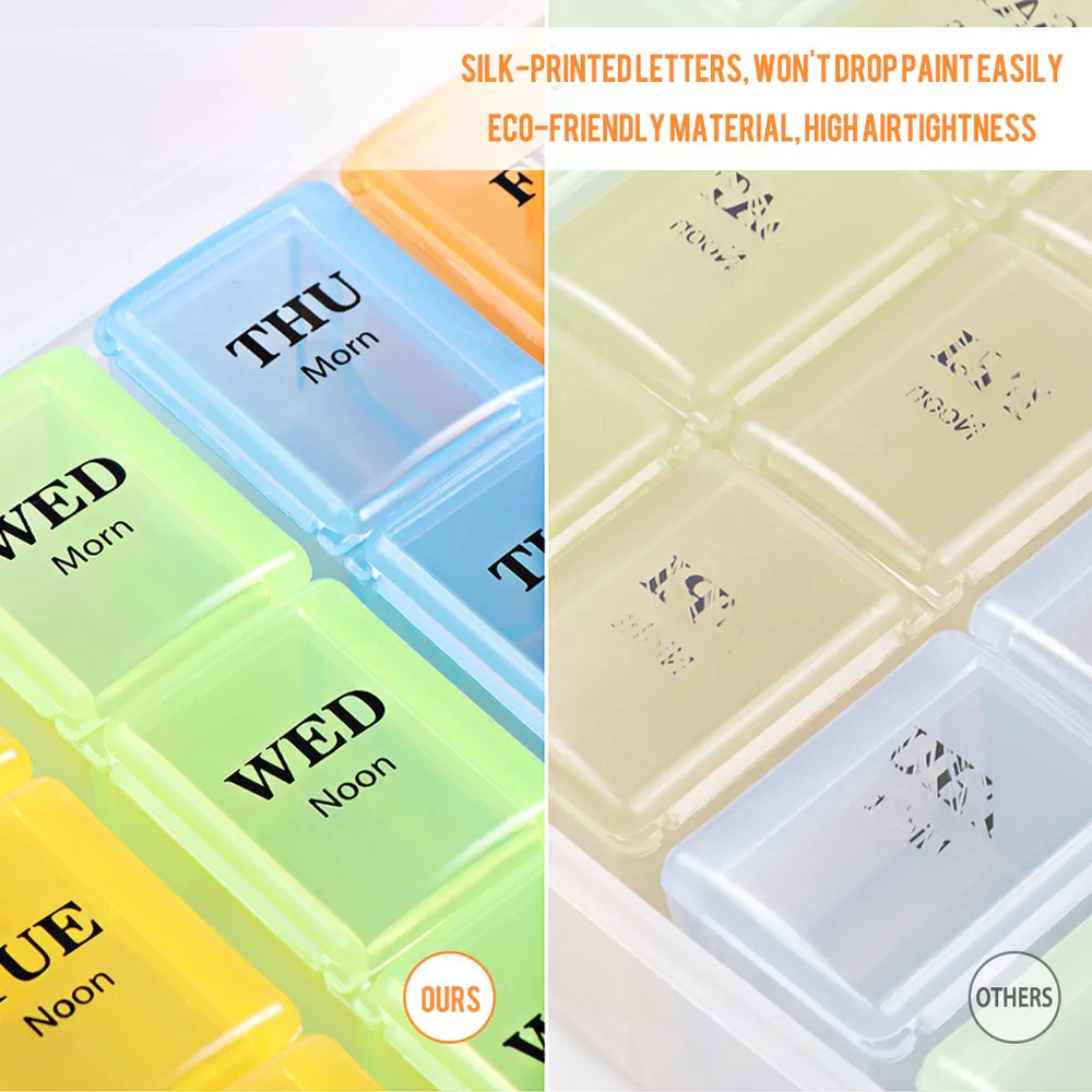 

ROSENICE 1 Set Weekly Pill Box Organiser Portable Dispensing Colorful Grid Pill Boxes Mini Medicine Pill Tablet Organiser
