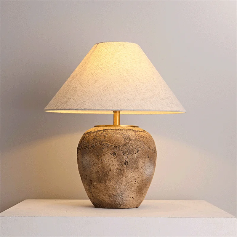 Wabi Style Table Lamp Creative Fabric American Country Retro Homestay Vintage Tea Room Japanese Bedroom Ceramic Bedside Lighting | Освещение