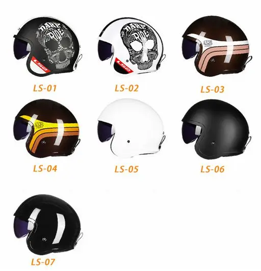 Мотоциклетный шлем унисекс для мужчин и женщин винтажный с открытым лицом