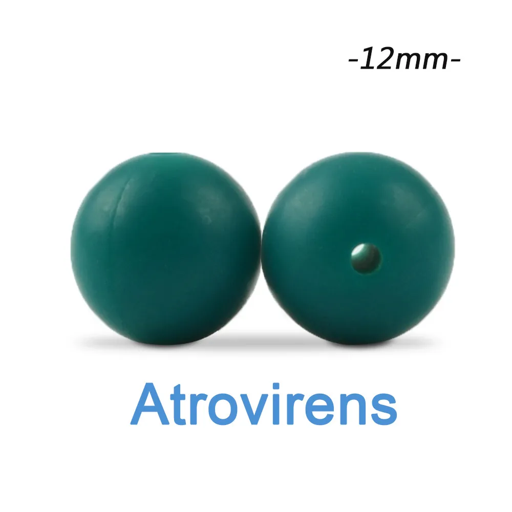 atrovirens Силиконовые бусины LOFCA, 12 мм, 200 шт, детские силиконовые бусины для прорезывания зубов, Пищевая силиконовая детская соска, ожерелье, подвеска, изготовление продукта - Цвет: atrovirens