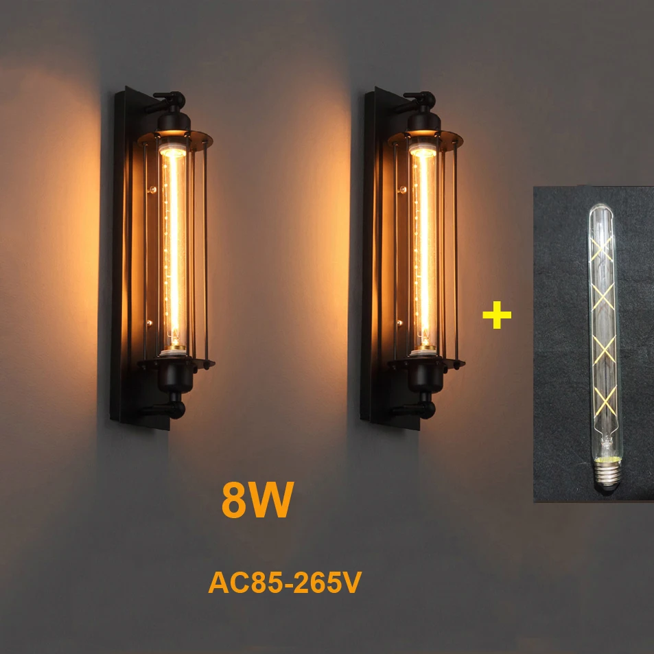 

Industrial 8W Led Light Vintage Led Wall Light Iron Retro Loft Lamp Bedroom Aisle Restaurant Pub Bar Cafe Led Lamp Sconce Bra