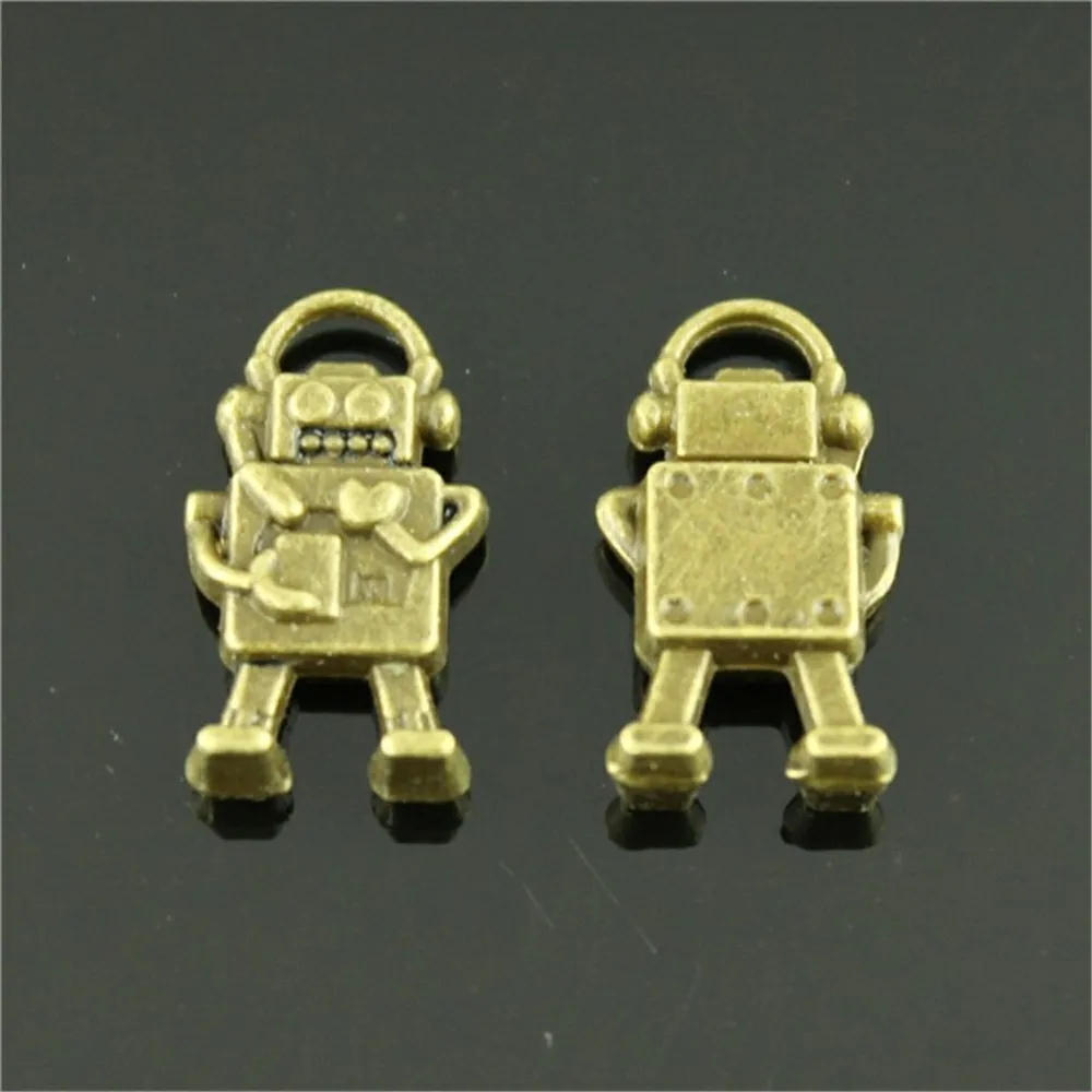 20 шт Подвески Робот 2 вида цветов античный серебряный цвет античная бронза 17x9 мм