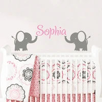 custom baby girls name cartoon elephant wall sticker vinyl home decoration for kids room nursery decals personalized name s053