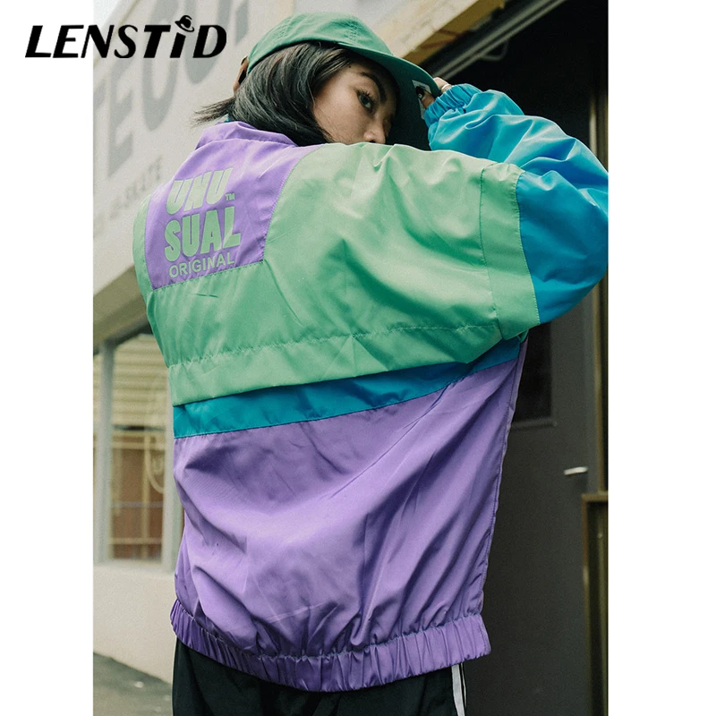 LENSTID 2019 Осенняя мужская ветровка в стиле Харадзюку с цветным блоком хип хоп