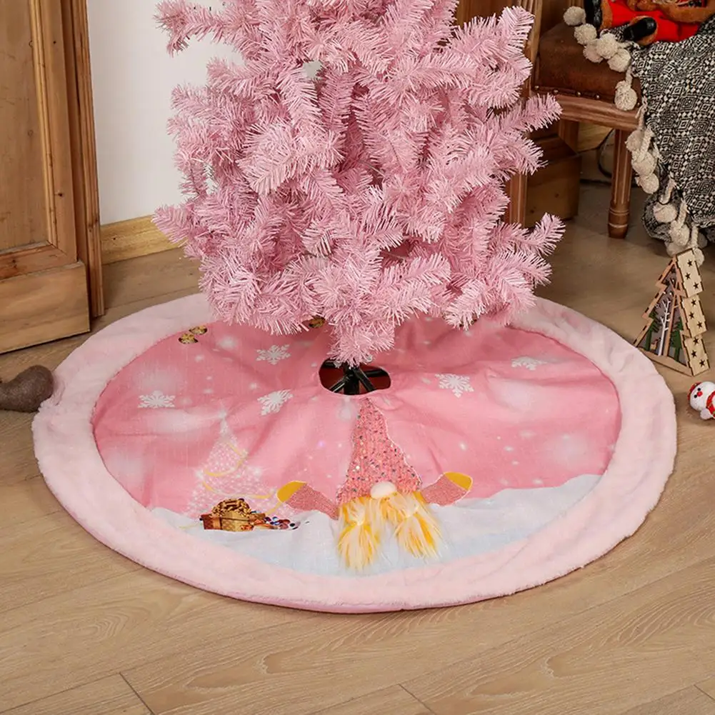 

108cm Pink Christmas Luminous Tree Skirt Christmas Tree Floor Cover Tree Sweater Tree Foot Carpet Tree Skirt Tree Decorations