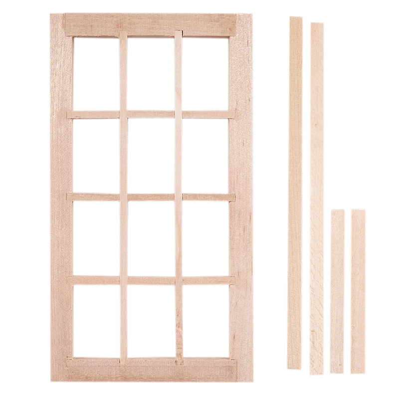 

Wooden Traditional 12-pane Window Frame 1:12 Scale Dollhouse Miniature