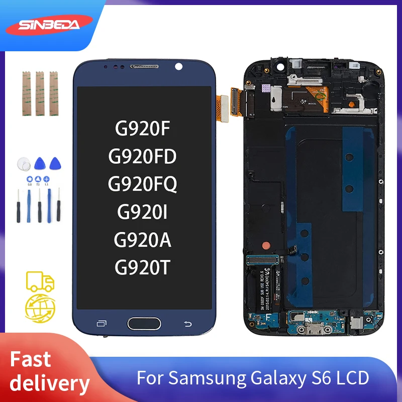 

5.1" AMOLED For SAMSUNG Galaxy S6 LCD G920F G920A Display Touch Screen Digitizer with Frame For Samsung S6 Display Burn-shadow