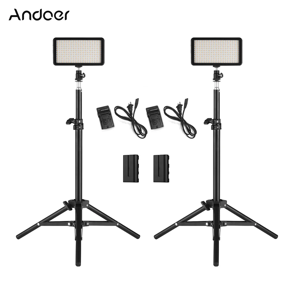 Комплект Andoer со светодиодной подсветкой для видеосъемки включает в себя