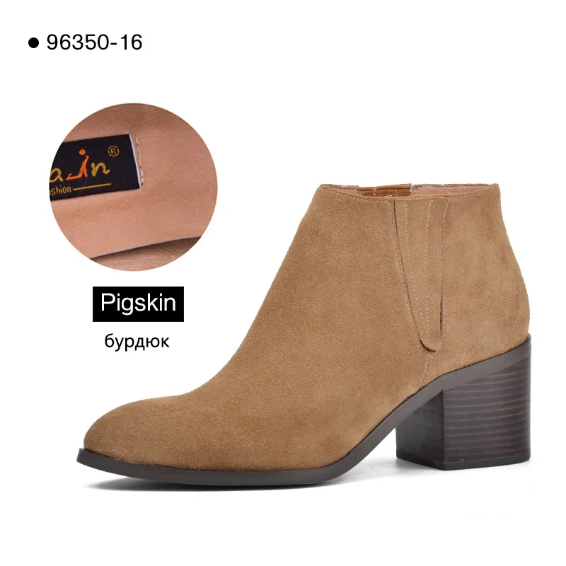9635016-TCpigskin Распродажа; Donna-in; ботильоны для женщин из натуральной кожи на высоком каблуке; модные ботинки с острым носком; женская обувь; женские ботинки - Цвет: 9635016-TCpigskin