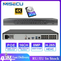 misecu h 265 16ch 4k 4mp 3mp 48v real poe nvr xmeye p2p network video recorder for poe ip camera cctv system with 4tb hdd xmeye