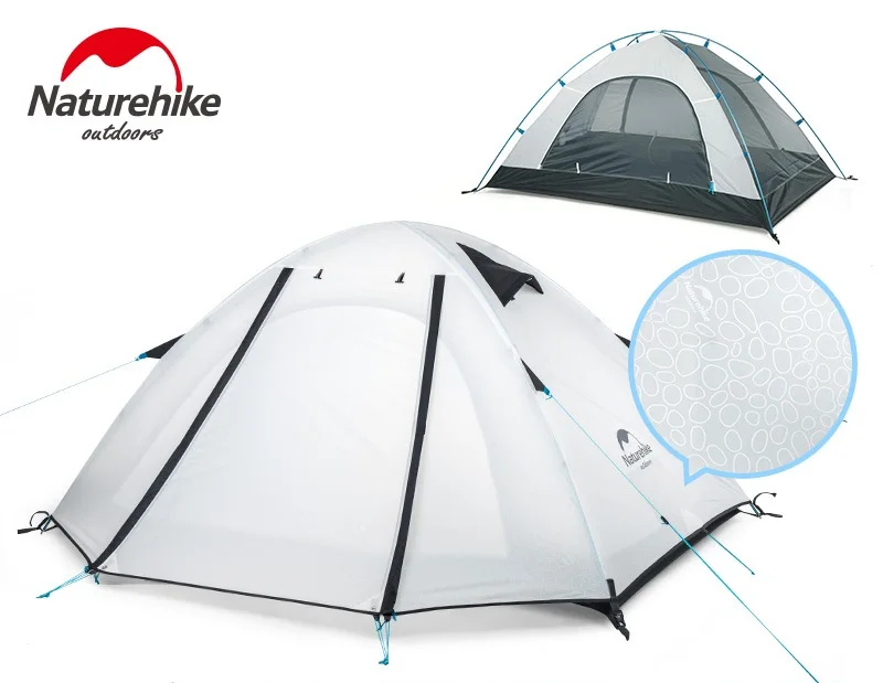 2 person white Naturehike 2 3 4 Человек Палатка Outoor сверхлегкий водонепроницаемый большой кемпинг палатки для семьи с ковриком - Цвет: 2 person white