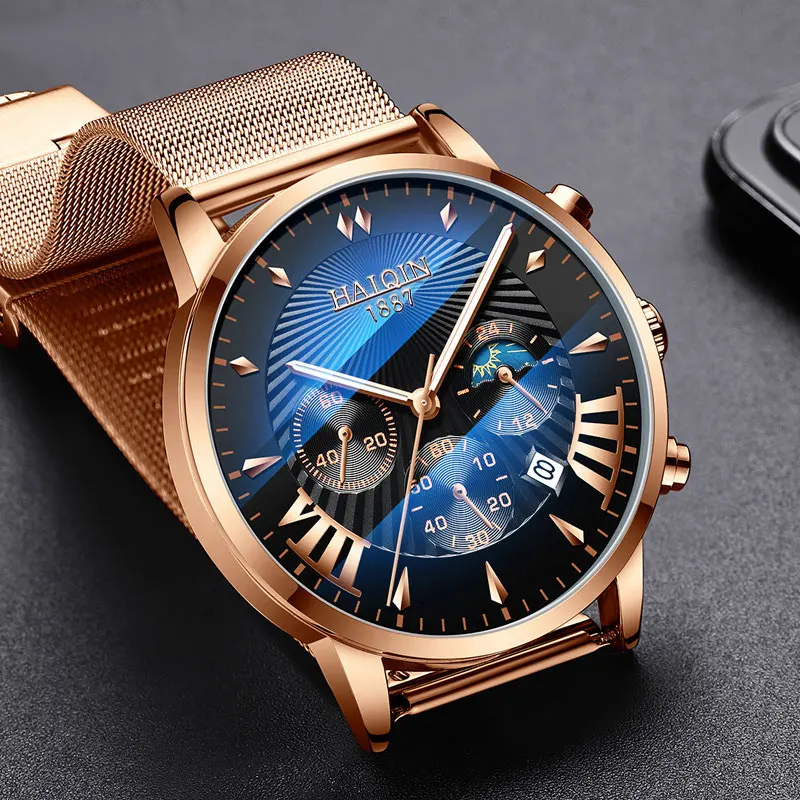 HAIQIN 2019 Модные мужские водонепроницаемые часы Топ бренд Роскошные спортивные