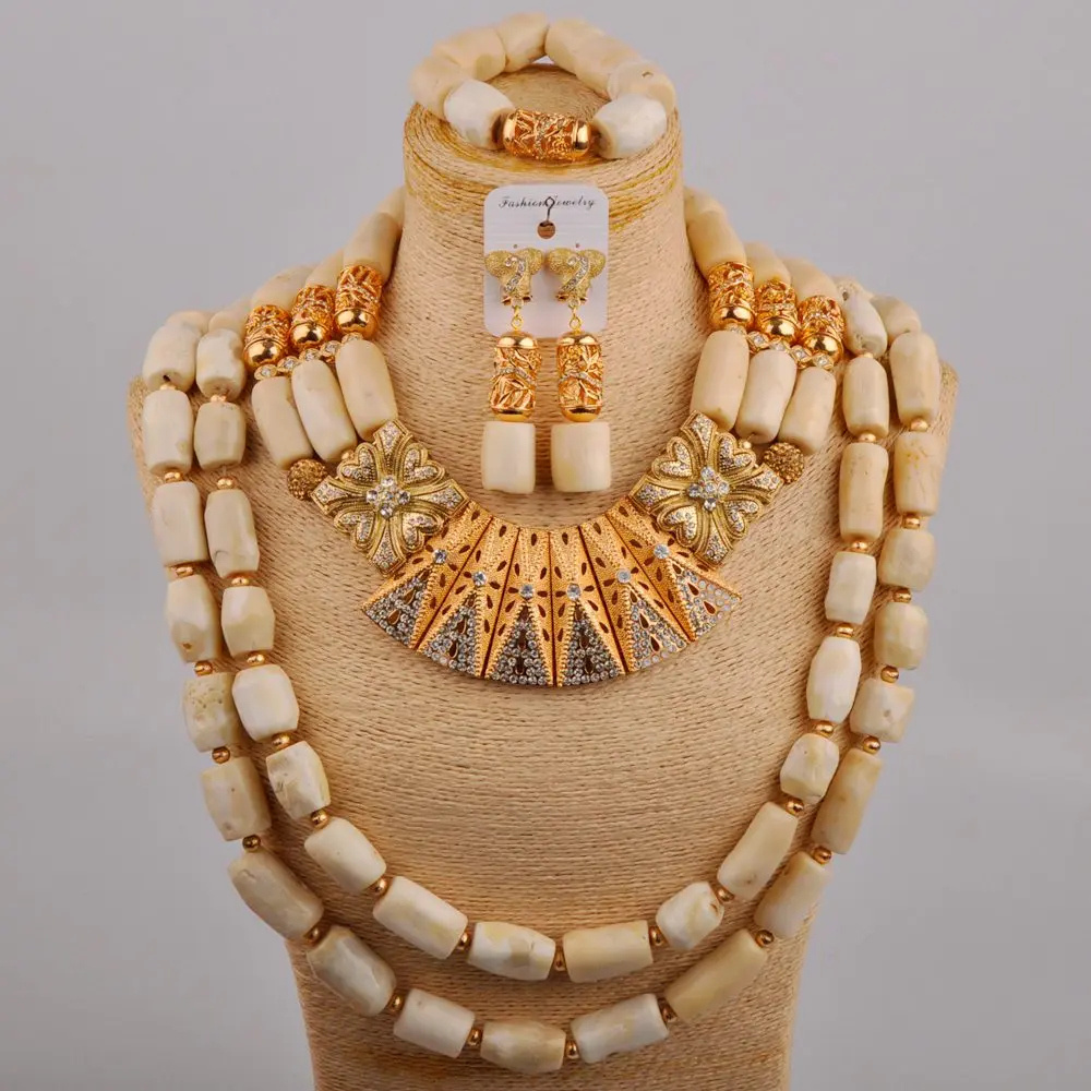 

Африканские свадебные бусы белый коралловый ювелирный Свадебный комплект нигерийское ожерелье для невесты