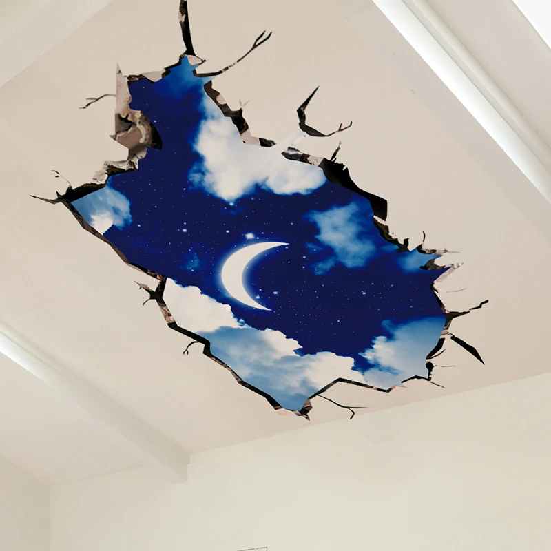 [SHIJUEHEZI] Wolf Animals Wall Stickers for Kids Rooms Baby Bedroom Nursery Home Decoration DIY Night Sky Moon Mural Decals | Дом и сад