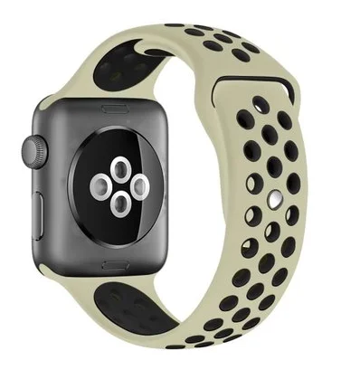 Ремешок для apple watch 42 мм 38 мм 40 мм 44 мм резиновый спортивный ремешок для iwatch 4 3 2 1 серия 5 - Цвет ремешка: beige black