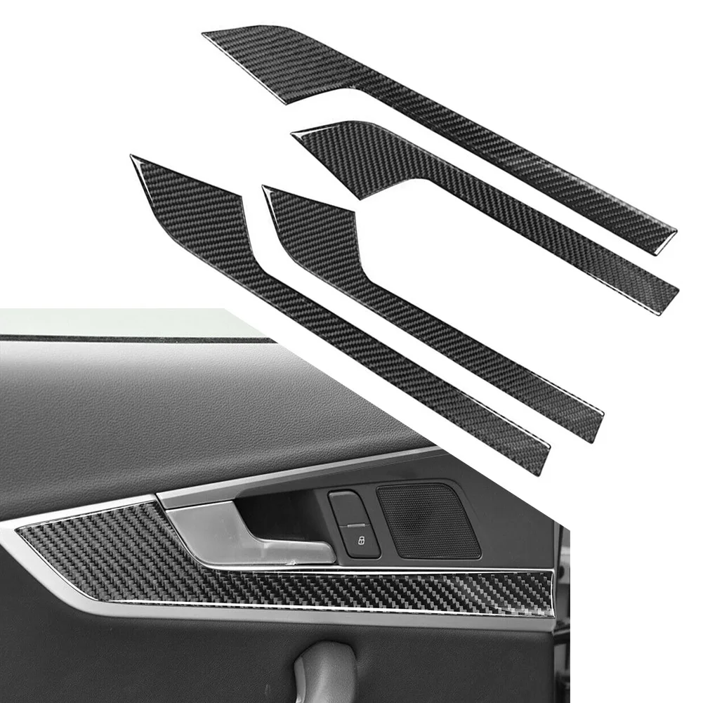 

4 шт. для Audi A4 B9 2017 2018 2019 2020 углеродное волокно интерьерная дверная ручка панель Крышка отделка Автомобильная наклейка