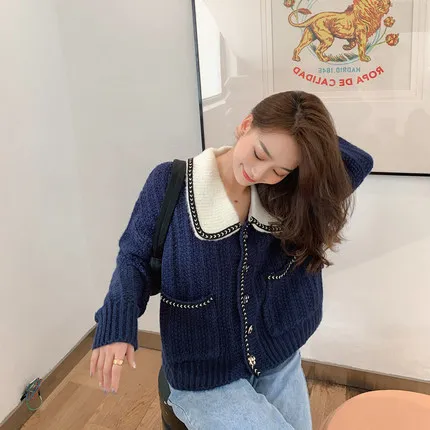 

Autumn 2020 new knitted cardigan women loose Korean version spring and autumn wear outside short sweater coat