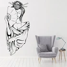 Наклейка на стену для салона красоты, девушка гейши, Виниловая наклейка, Постер, японский художественный портрет, спальня, гостиная, украшение для дома