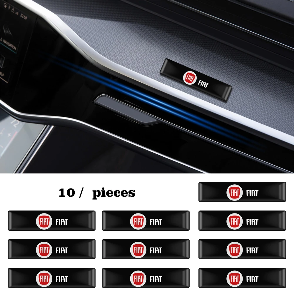 

10PCS Car Styling 3D Epoxy Interior Decoration Stickers Decals Emblem For Fiat Panda Bravo Punto Linea Croma 500 595 Accessories