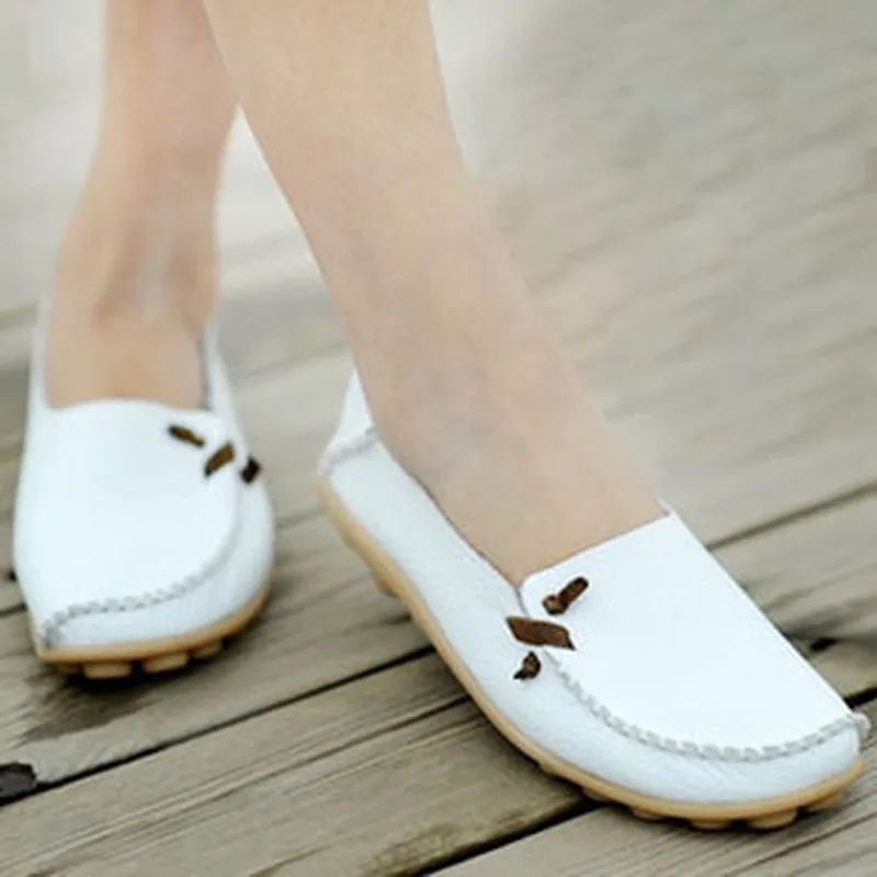 COWCOM кожаные туфли для матерей повседневная обувь белые на плоской подошве из