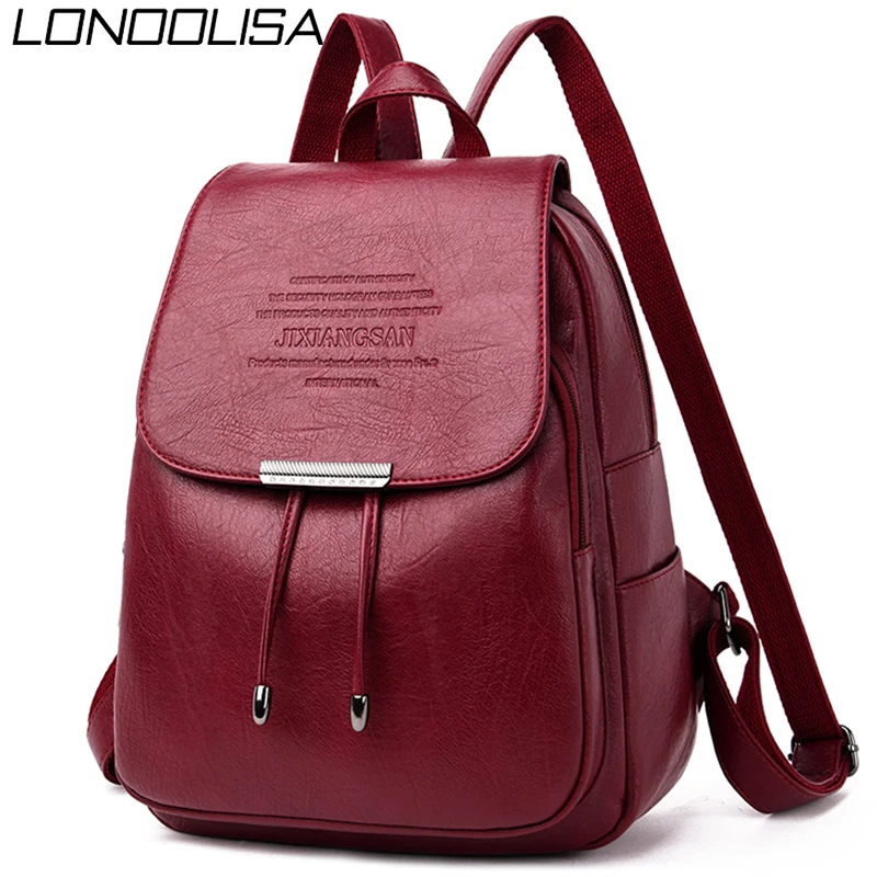 Женский рюкзак на шнурке из мягкой кожи качественный школьный ранец для девочек