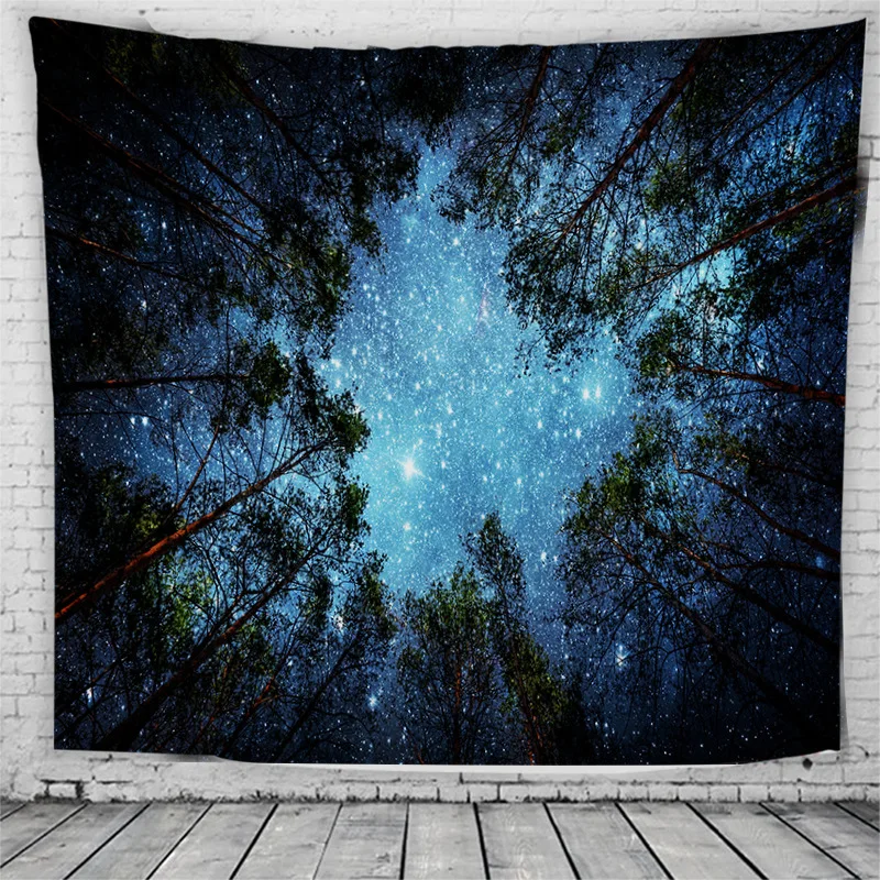 

Trees Stars Starry Sky Printed Boho Home Decor Tapestry Wall Hanging Sheets Picnic Blanket Hippie Macrame Psychedelic Tapestry