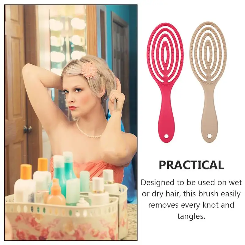 

2pcs Household Hollow Salon Detangling Comb Hair Styling Comb Scalp Massage Comb