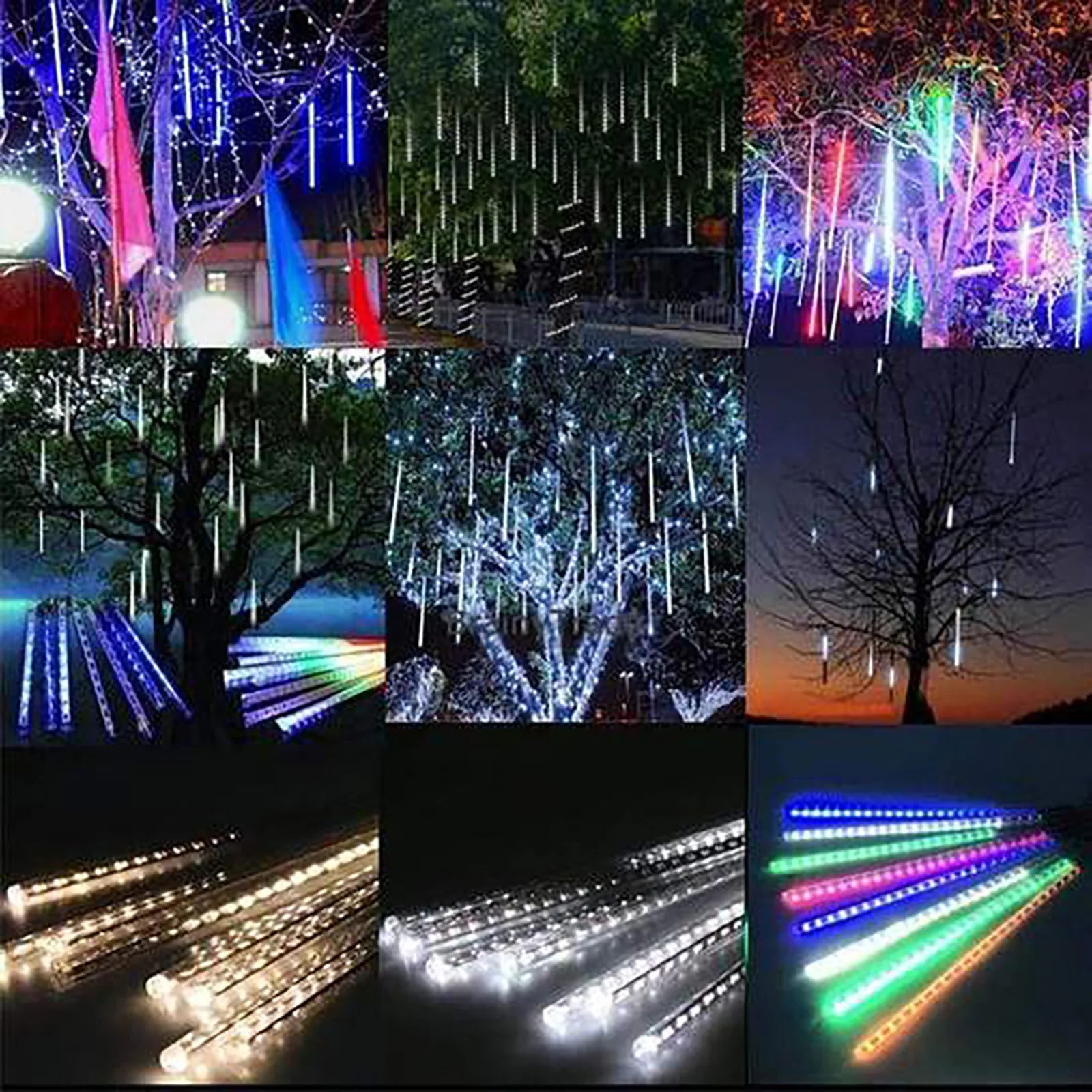 Solar Powered LED Meteor Shower Icicle Christmas Lights Waterproof Raindrop Tube String For Garden Holiday Wedding Party | Лампы и