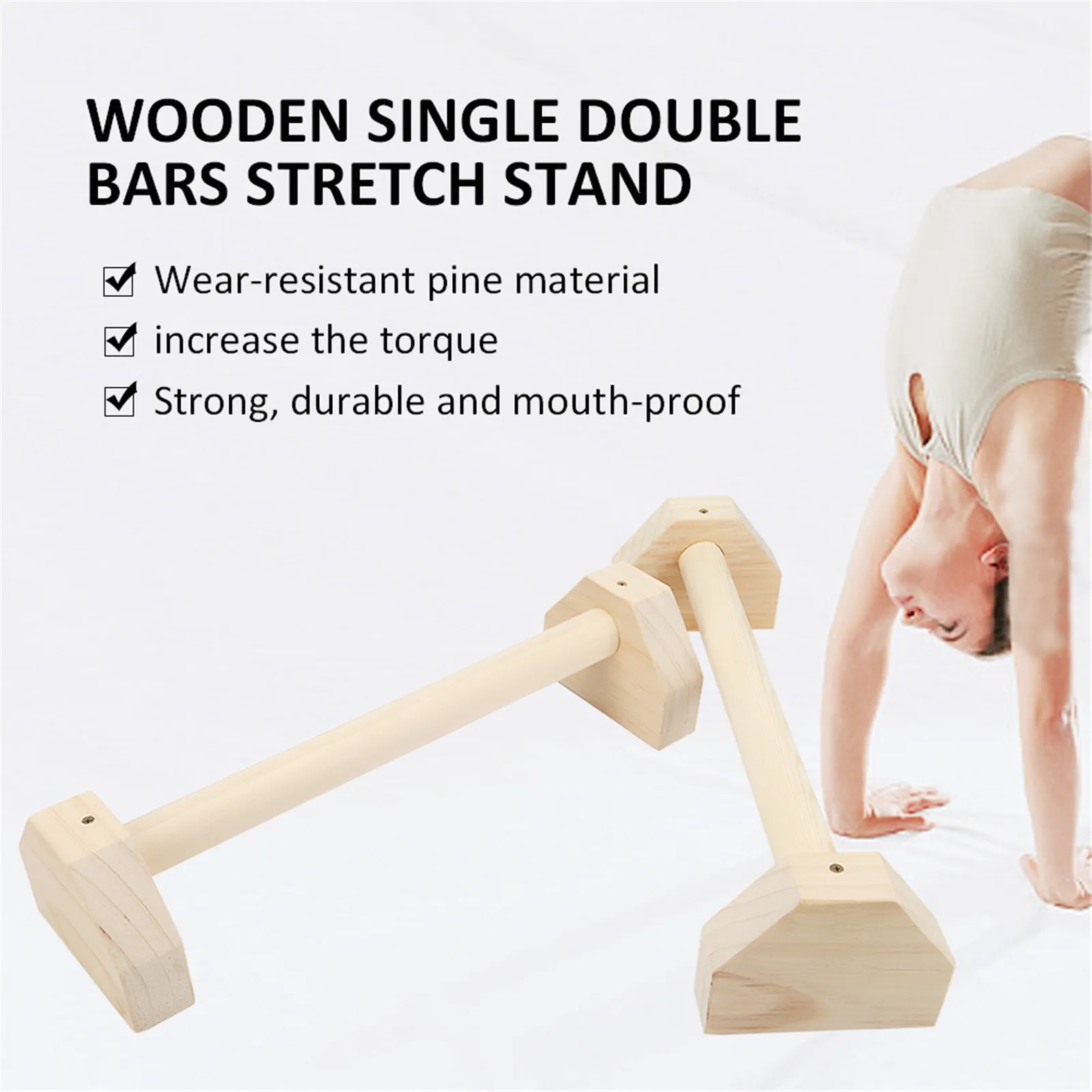 

1 Pair Parallettes Gymnastics Calisthenics Handstand Bar Wooden Fitness Exercise Tools Training Gear Push-ups Double Rod