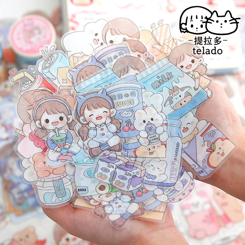 24 шт. кавайные канцелярские наклейки мультяшная девушка еда 4 нежелательный